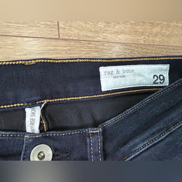 Rag & Bone High Rise Skinny Jeans in Dark Niko Wash Size 29 W1532K089NIK - Picture 7 of 12